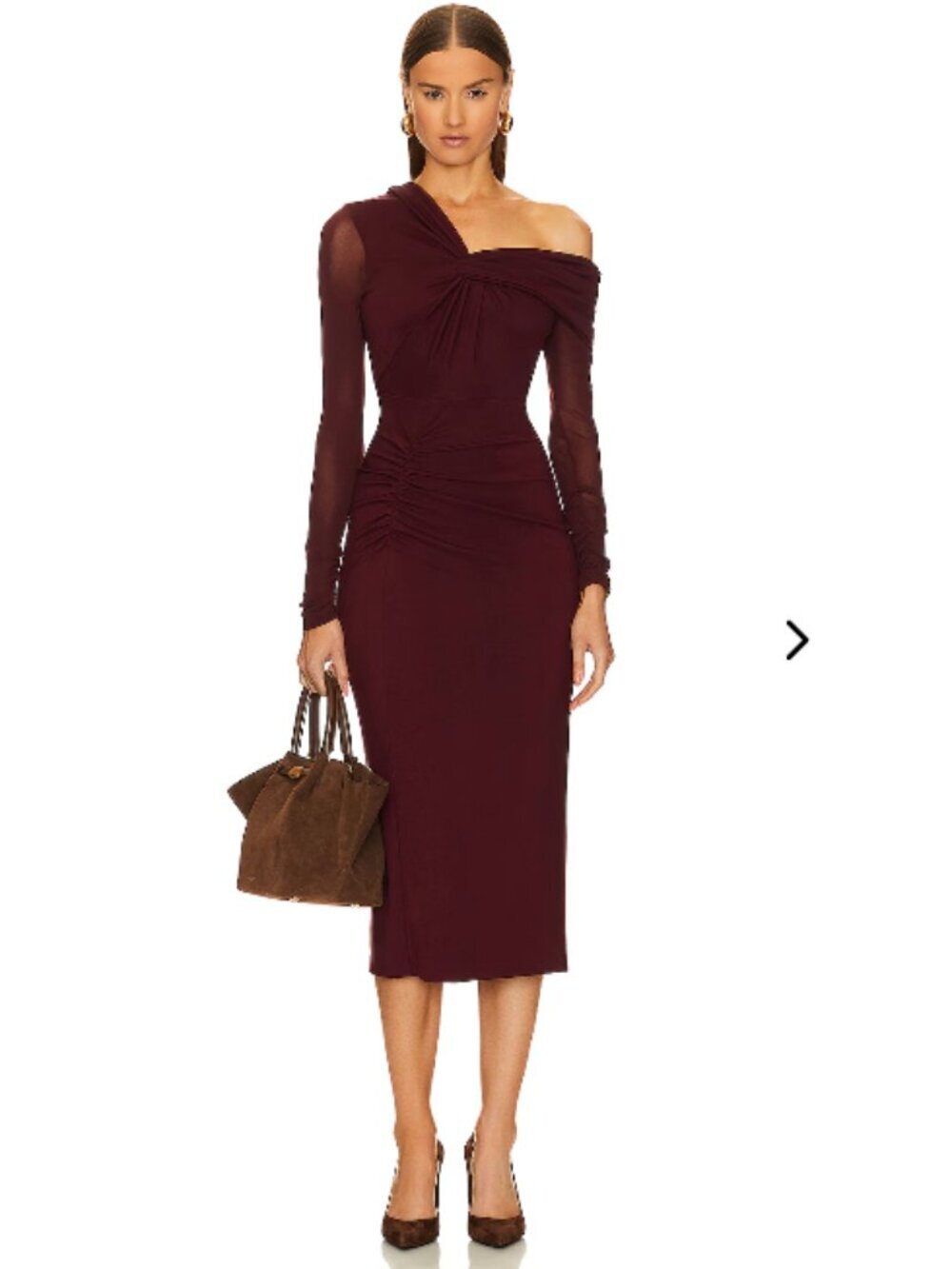 NEW Diane von Furstenberg Red Rich Twisted Stretch-Jersey Mesh Midi Dress, Large